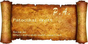 Patocskai Anett névjegykártya
