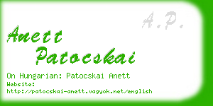 anett patocskai business card